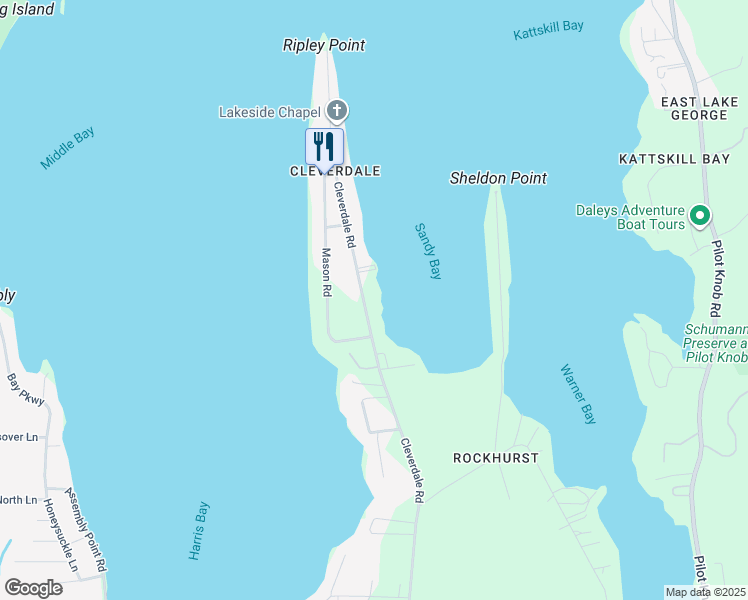 map of restaurants, bars, coffee shops, grocery stores, and more near 276 Cleverdale Rd in Queensbury