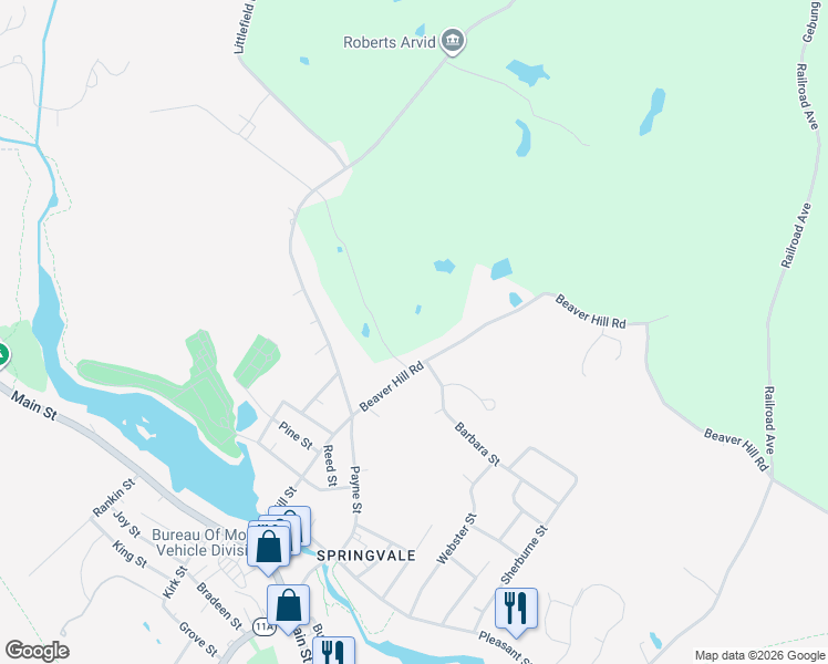 map of restaurants, bars, coffee shops, grocery stores, and more near 48 Barbara Street in Sanford