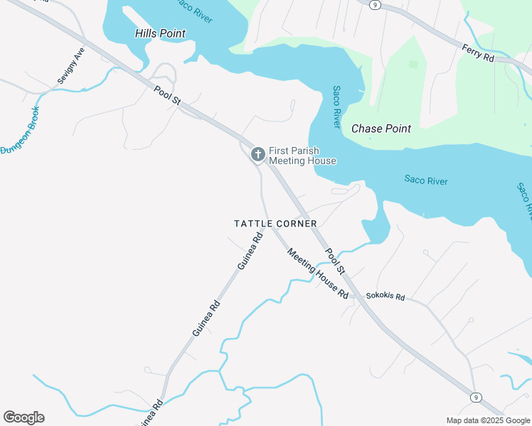 map of restaurants, bars, coffee shops, grocery stores, and more near Meeting House Road in Biddeford