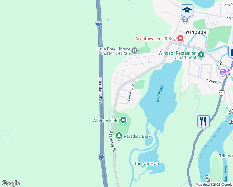 map of restaurants, bars, coffee shops, grocery stores, and more near 5 Timson Avenue in Windsor