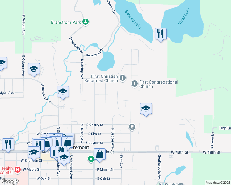 map of restaurants, bars, coffee shops, grocery stores, and more near 461 Mary Lane in Fremont