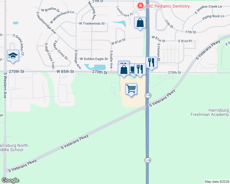 map of restaurants, bars, coffee shops, grocery stores, and more near 608 West 86th Street in Sioux Falls