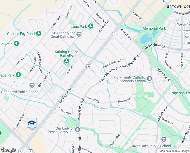 map of restaurants, bars, coffee shops, grocery stores, and more near in Oakville