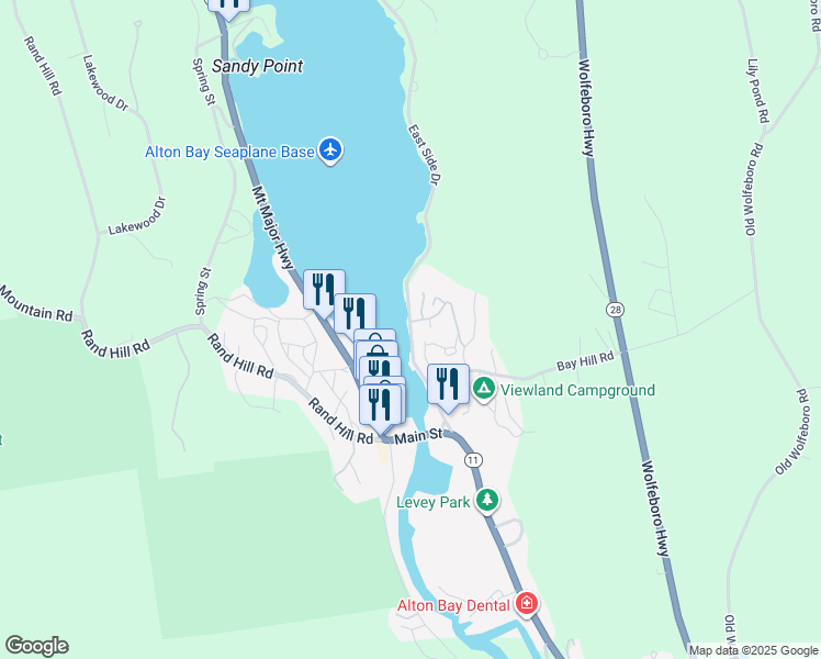 map of restaurants, bars, coffee shops, grocery stores, and more near 46 East Side Drive in Alton