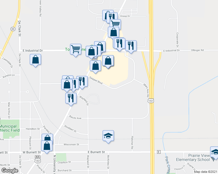map of restaurants, bars, coffee shops, grocery stores, and more near 212 Seippel Boulevard in Beaver Dam