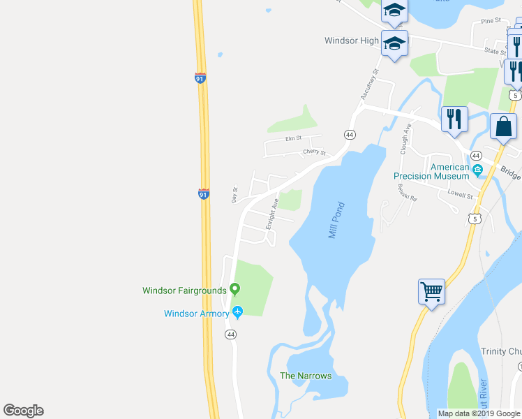 map of restaurants, bars, coffee shops, grocery stores, and more near 9 Bavier Avenue in Windsor