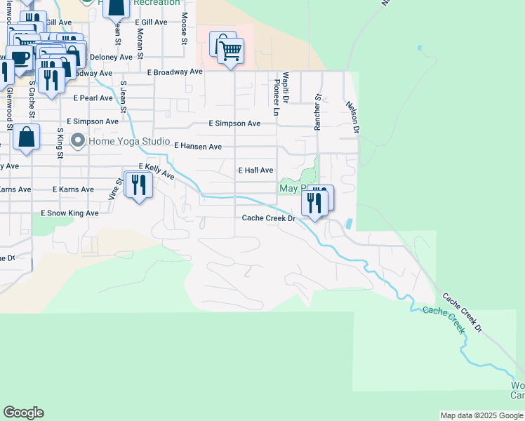 map of restaurants, bars, coffee shops, grocery stores, and more near 600-714 Cache Creek Dr in Jackson