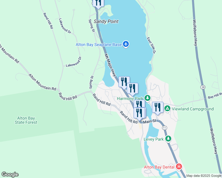 map of restaurants, bars, coffee shops, grocery stores, and more near 16 Back Bay Path in Alton