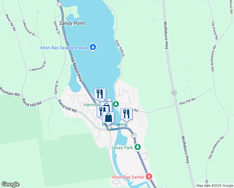 map of restaurants, bars, coffee shops, grocery stores, and more near 46 East Side Drive in Alton