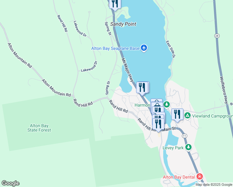 map of restaurants, bars, coffee shops, grocery stores, and more near 16 Back Bay Path in Alton