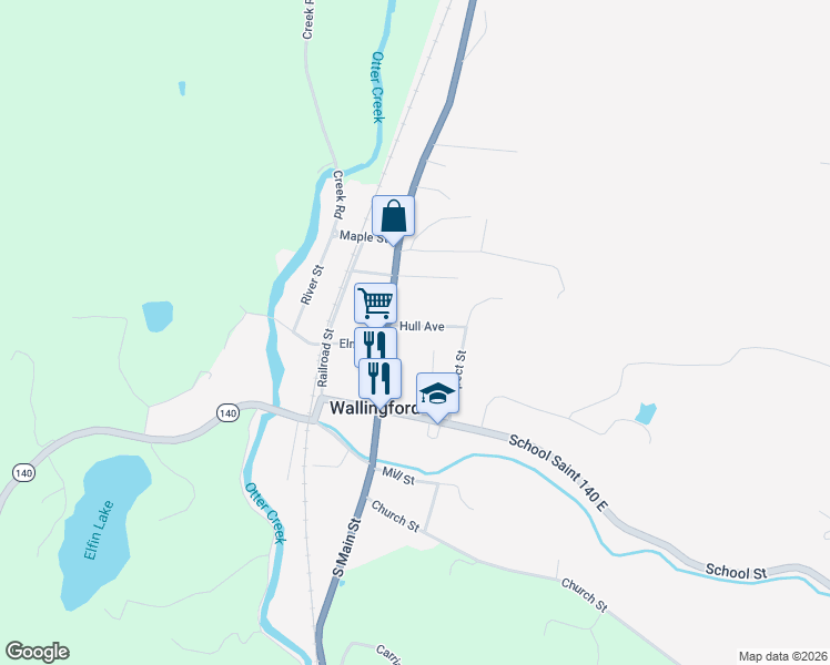 map of restaurants, bars, coffee shops, grocery stores, and more near 212 North Main Street in Wallingford