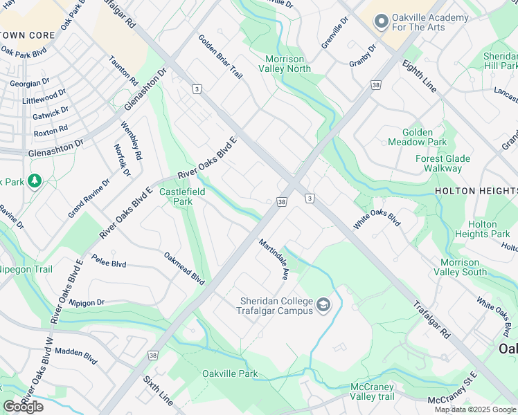 map of restaurants, bars, coffee shops, grocery stores, and more near 2008 Peak Place in Oakville