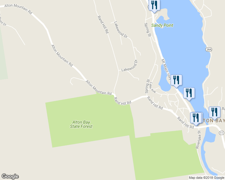 map of restaurants, bars, coffee shops, grocery stores, and more near 44 Rand Hill Road in Alton