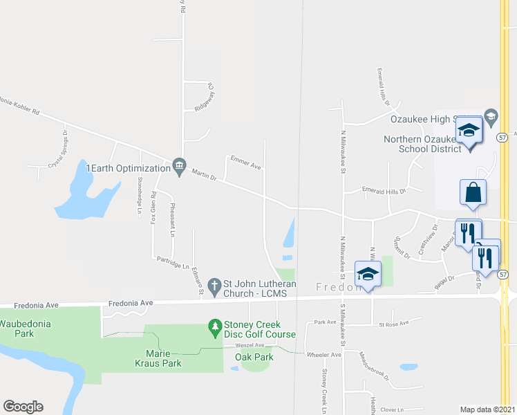 map of restaurants, bars, coffee shops, grocery stores, and more near 175 Fillmore Street in Fredonia