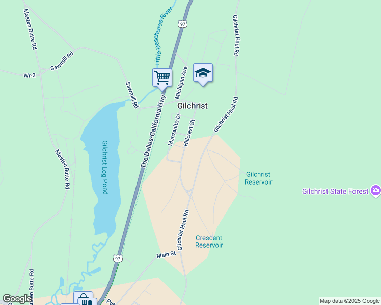map of restaurants, bars, coffee shops, grocery stores, and more near 138034 Hillcrest Street in Gilchrist