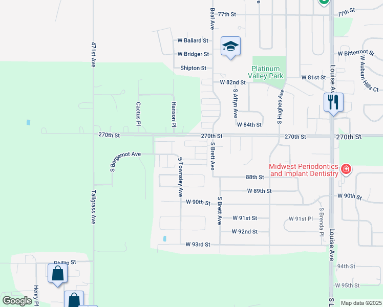 map of restaurants, bars, coffee shops, grocery stores, and more near 7804 South Townsley Avenue in Sioux Falls