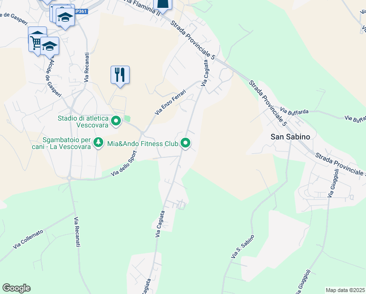 map of restaurants, bars, coffee shops, grocery stores, and more near 12 Via Enzo Ferrari in Provincia di Ancona