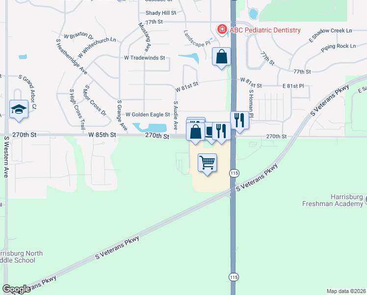 map of restaurants, bars, coffee shops, grocery stores, and more near 608 West 86th Street in Sioux Falls