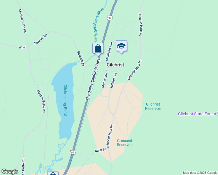 map of restaurants, bars, coffee shops, grocery stores, and more near 138034 Hillcrest Street in Gilchrist