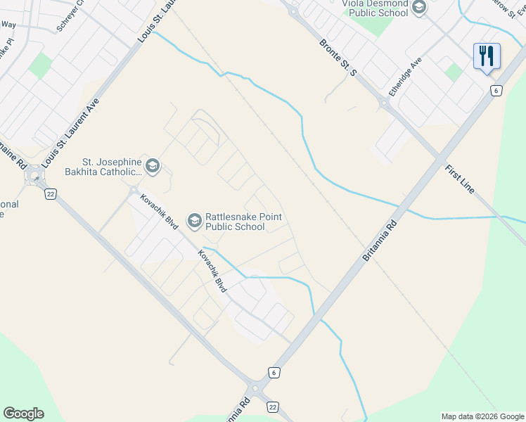map of restaurants, bars, coffee shops, grocery stores, and more near 1460 Chamomile Crescent in Milton