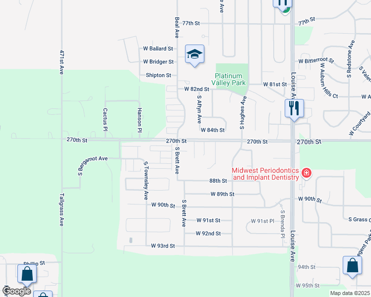 map of restaurants, bars, coffee shops, grocery stores, and more near 4209 West 85th Street in Tea