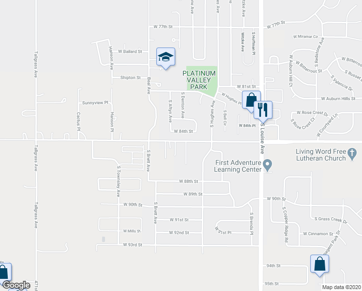 map of restaurants, bars, coffee shops, grocery stores, and more near 7701 South Tuscan Club Circle, in Sioux Falls