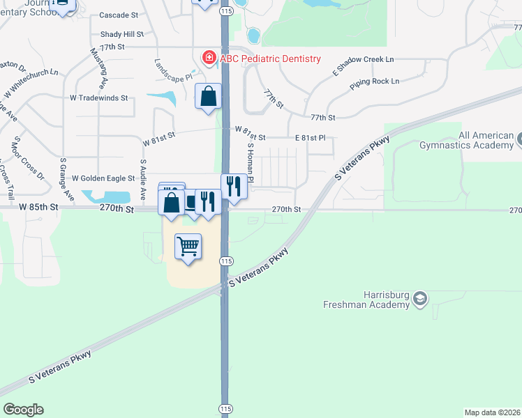 map of restaurants, bars, coffee shops, grocery stores, and more near 300 West Anchor Lane in Harrisburg