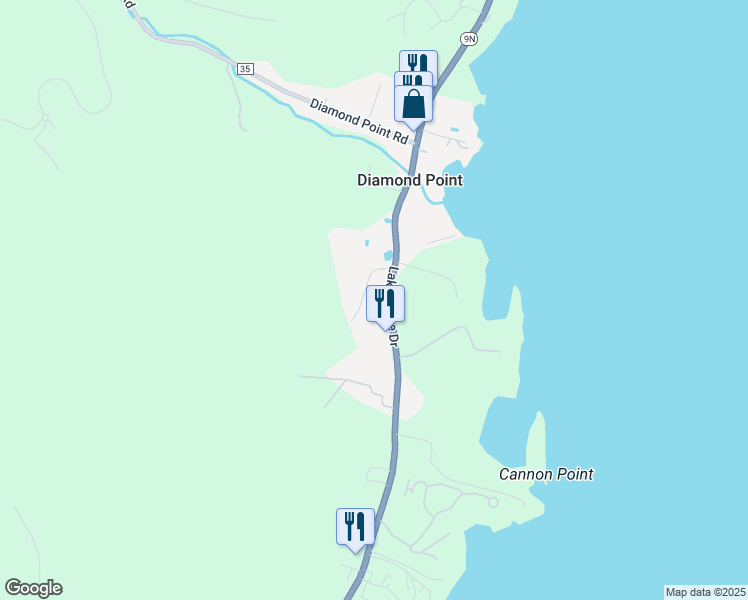 map of restaurants, bars, coffee shops, grocery stores, and more near 19 Vito Road in Lake George