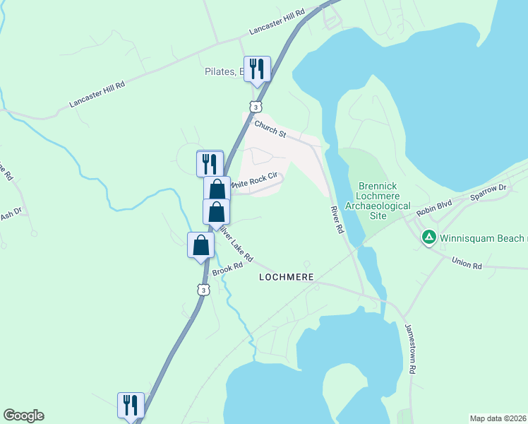 map of restaurants, bars, coffee shops, grocery stores, and more near 10 Silver Lake Road in Tilton