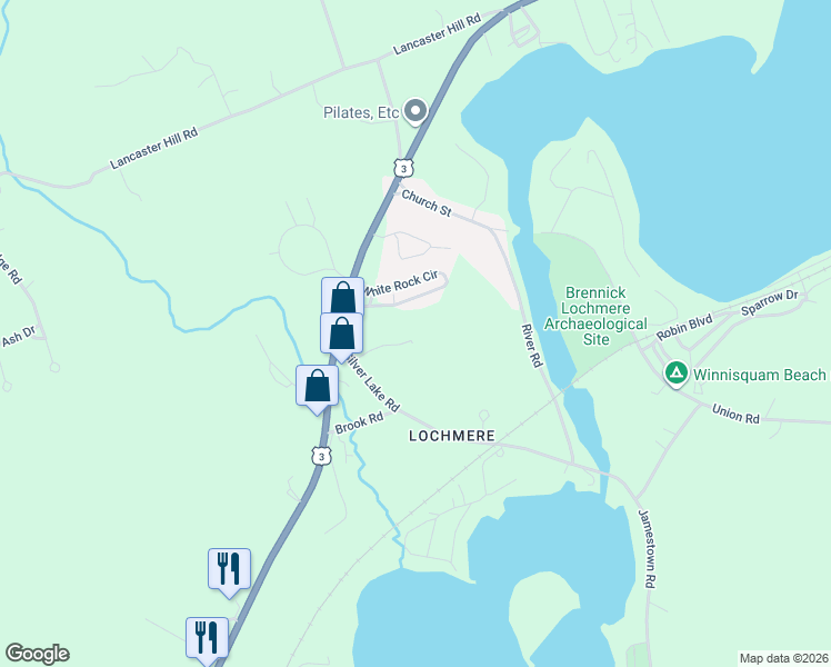 map of restaurants, bars, coffee shops, grocery stores, and more near 10 Silver Lake Road in Tilton