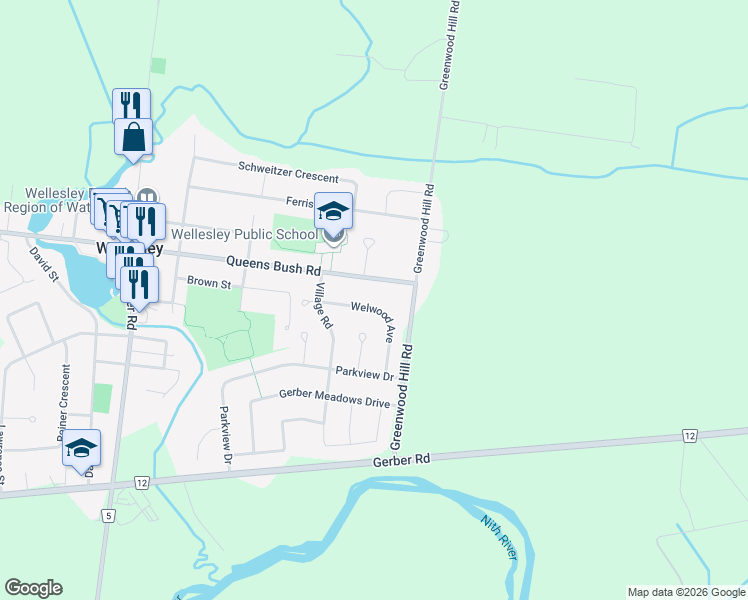 map of restaurants, bars, coffee shops, grocery stores, and more near 52 Welwood Avenue in Wellesley