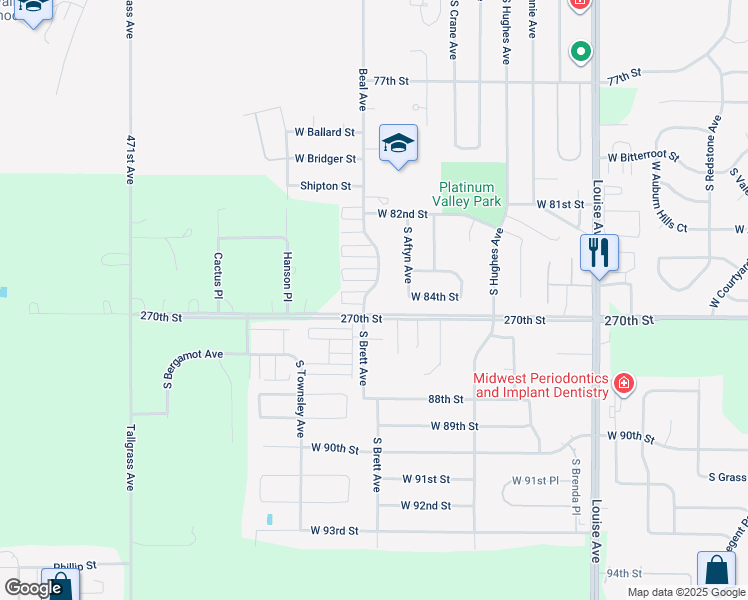 map of restaurants, bars, coffee shops, grocery stores, and more near 7624 Beal Avenue in Sioux Falls