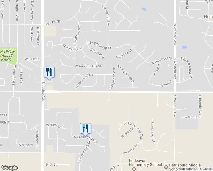 map of restaurants, bars, coffee shops, grocery stores, and more near 7620 South Courtyard Circle in Sioux Falls