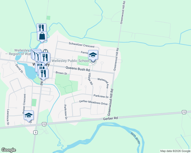 map of restaurants, bars, coffee shops, grocery stores, and more near 72 Welwood Avenue in Wellesley