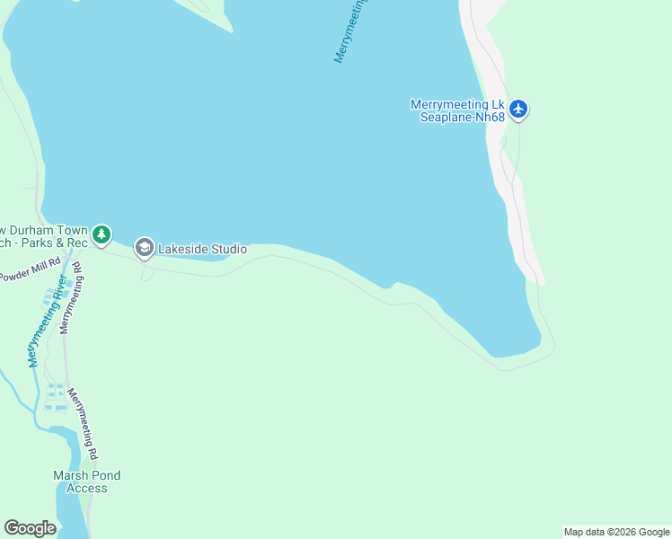 map of restaurants, bars, coffee shops, grocery stores, and more near 72 South Shore Road in New Durham