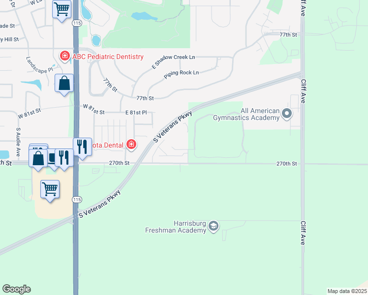 map of restaurants, bars, coffee shops, grocery stores, and more near 516 East Clearwater Place in Sioux Falls
