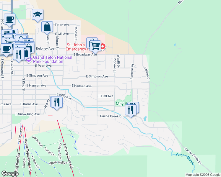 map of restaurants, bars, coffee shops, grocery stores, and more near 692 Hansen Ave in Jackson