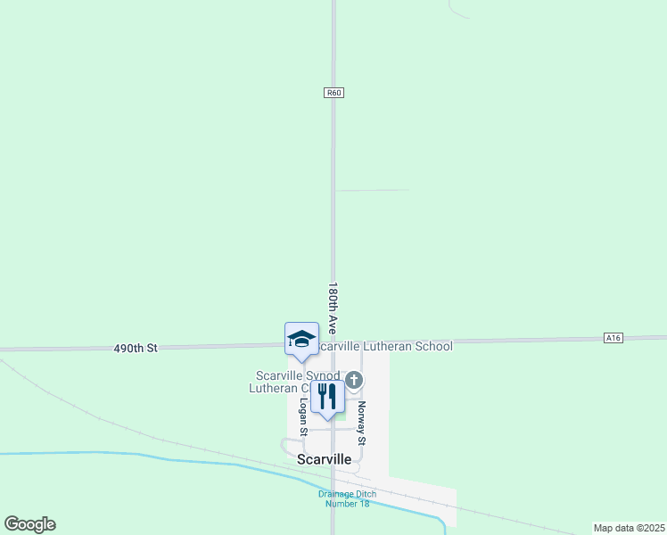 map of restaurants, bars, coffee shops, grocery stores, and more near County Road R60 in Scarville