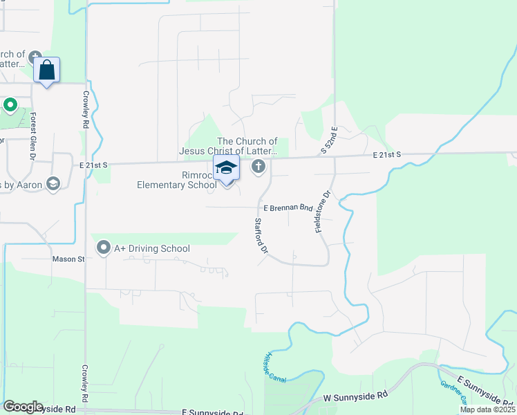 map of restaurants, bars, coffee shops, grocery stores, and more near 4855 Brennan Bend in Ammon