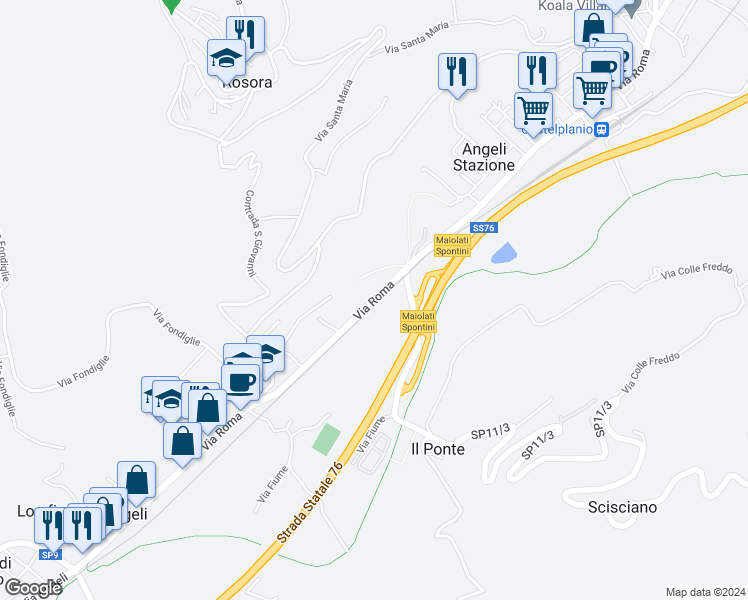 map of restaurants, bars, coffee shops, grocery stores, and more near 5 SP11/3 in Provincia di Ancona