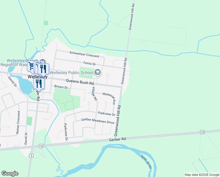 map of restaurants, bars, coffee shops, grocery stores, and more near 52 Welwood Avenue in Wellesley