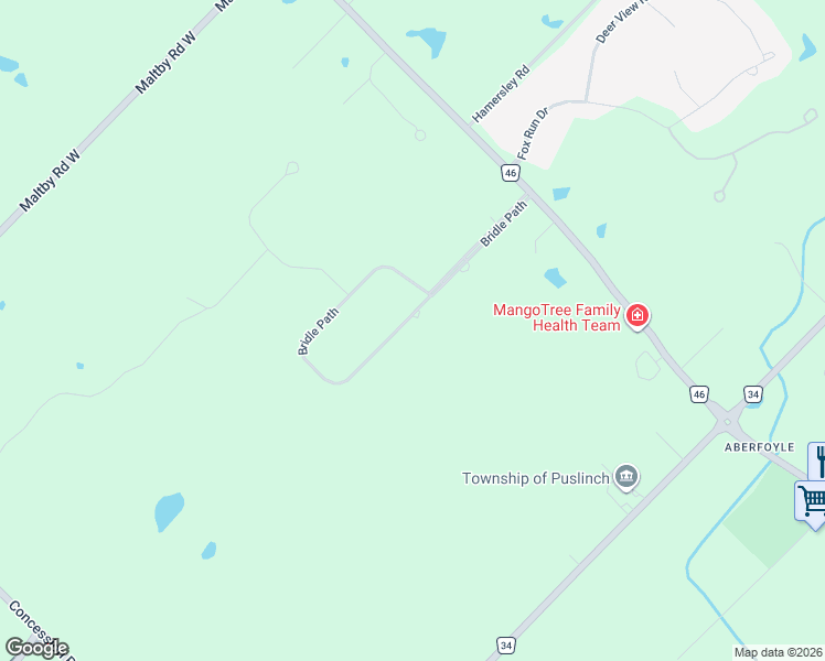 map of restaurants, bars, coffee shops, grocery stores, and more near 23 Bridle Path in Guelph