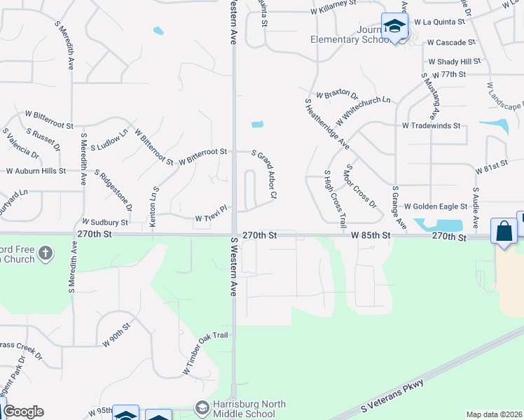 map of restaurants, bars, coffee shops, grocery stores, and more near 7508 South Grand Arbor Court in Sioux Falls