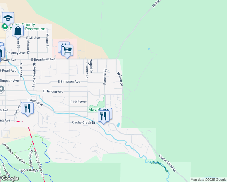 map of restaurants, bars, coffee shops, grocery stores, and more near 838-850 East Hansen Avenue in Jackson
