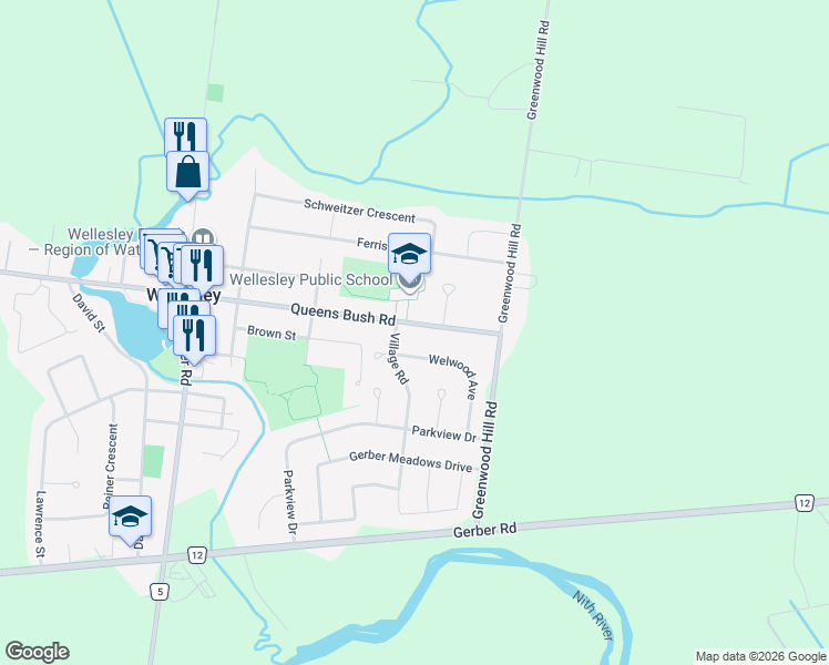 map of restaurants, bars, coffee shops, grocery stores, and more near 72 Welwood Avenue in Wellesley