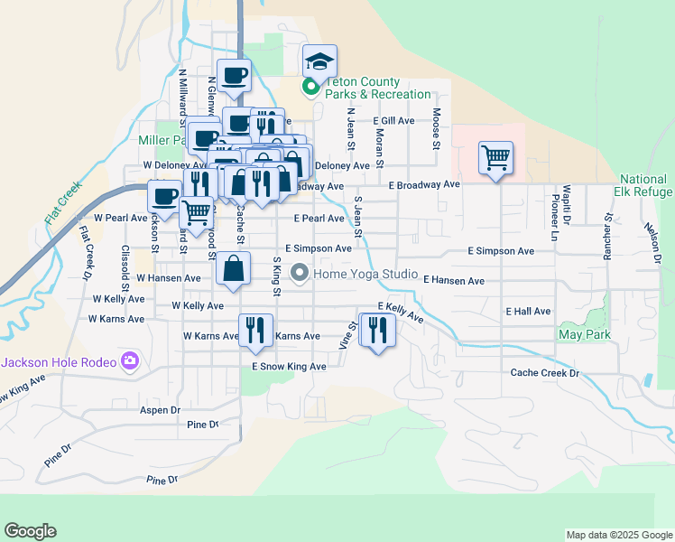 map of restaurants, bars, coffee shops, grocery stores, and more near 300-350 South Willow Street in Jackson