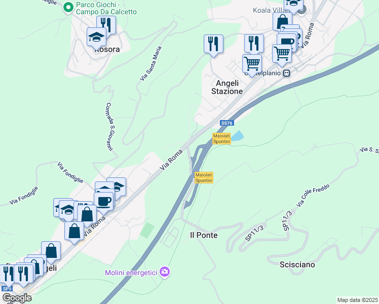 map of restaurants, bars, coffee shops, grocery stores, and more near 5 SP11/3 in Provincia di Ancona