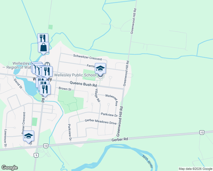 map of restaurants, bars, coffee shops, grocery stores, and more near 72 Welwood Avenue in Wellesley