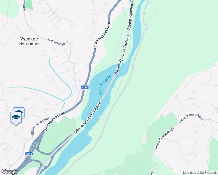 map of restaurants, bars, coffee shops, grocery stores, and more near in City of Sochi