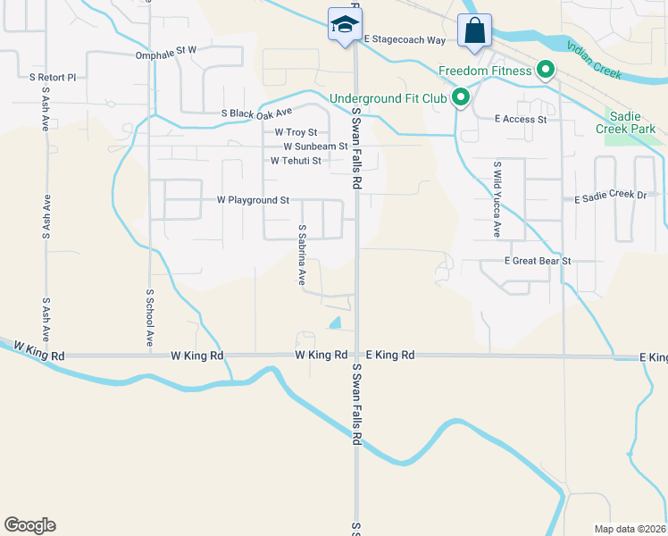map of restaurants, bars, coffee shops, grocery stores, and more near 117 West Steph Street in Kuna